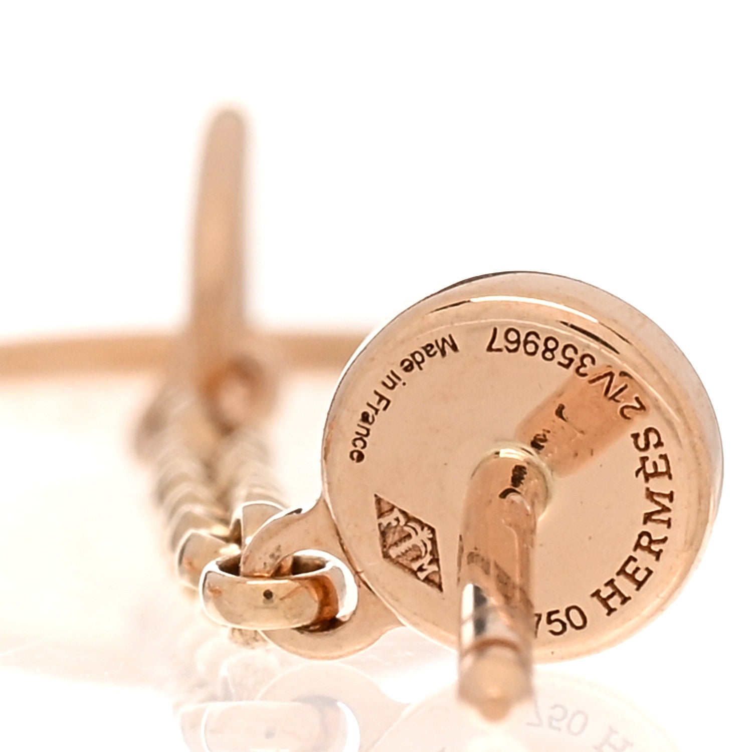 Hermes 18K Rose Gold Diamond Gambade Clou de Selle Earrings 4 of 4