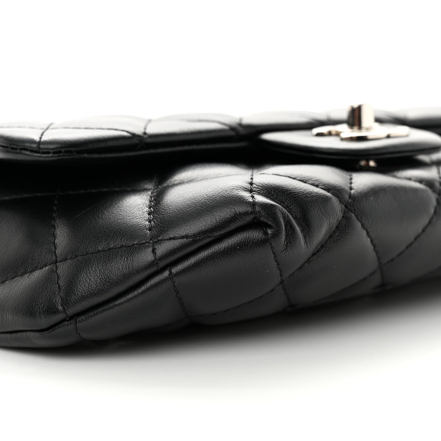 Calfskin Quilted CC Uniform Flap Belt Bag Black