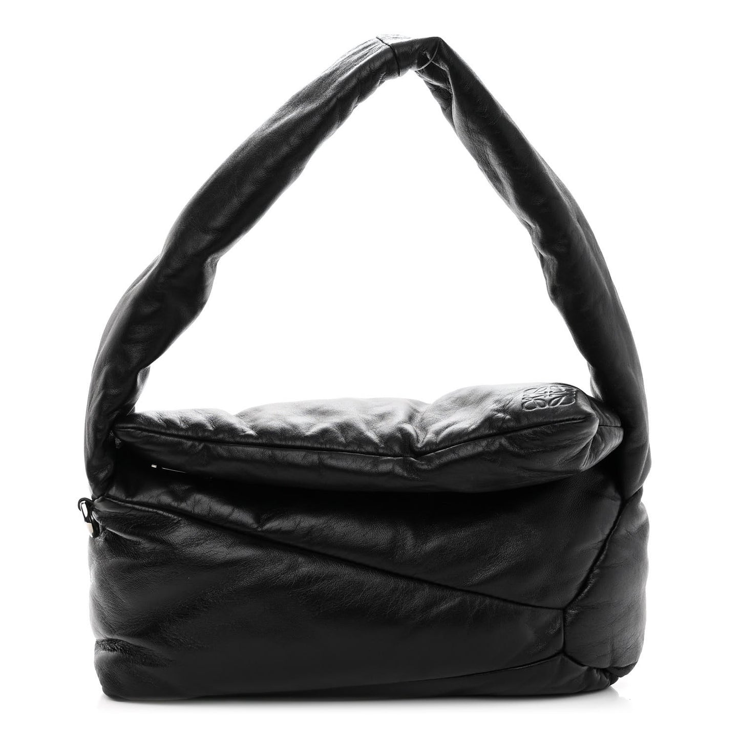 Shiny Nappa Puffer Puzzle Hobo Black