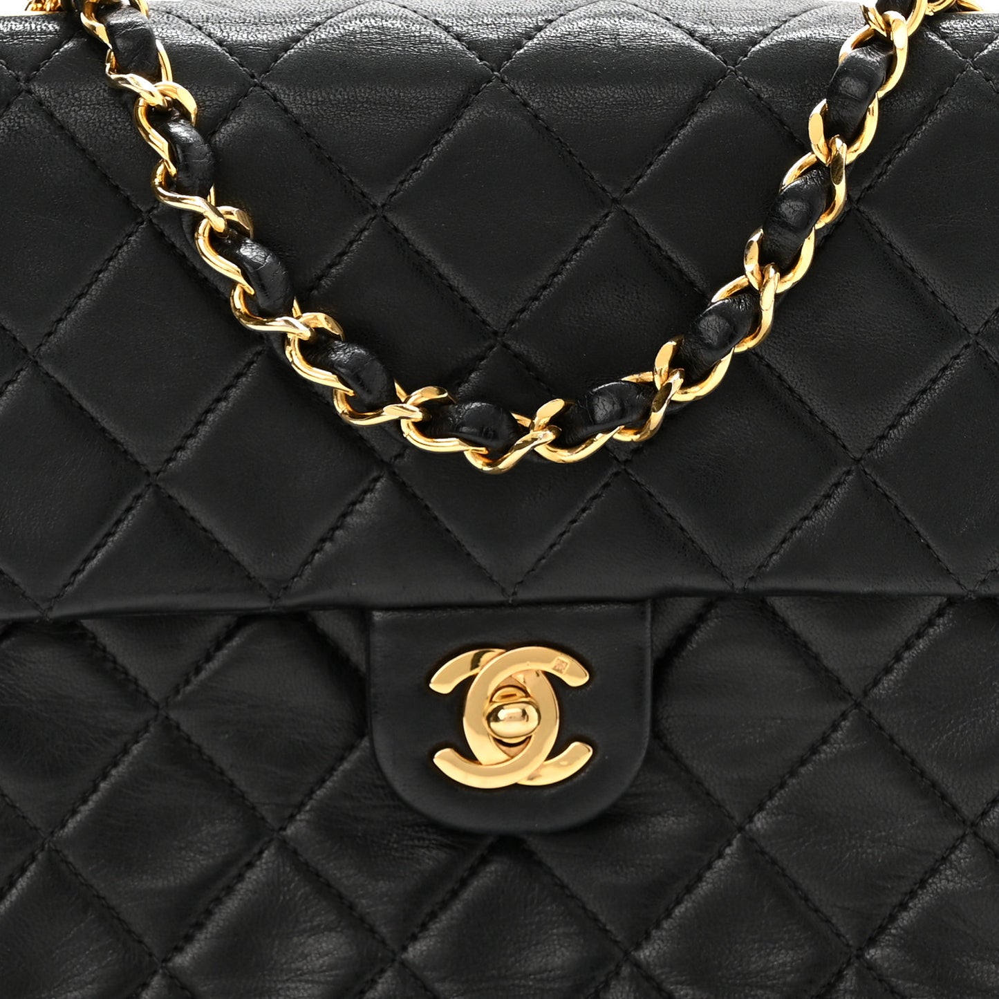 Lambskin Mini Square Flap Black