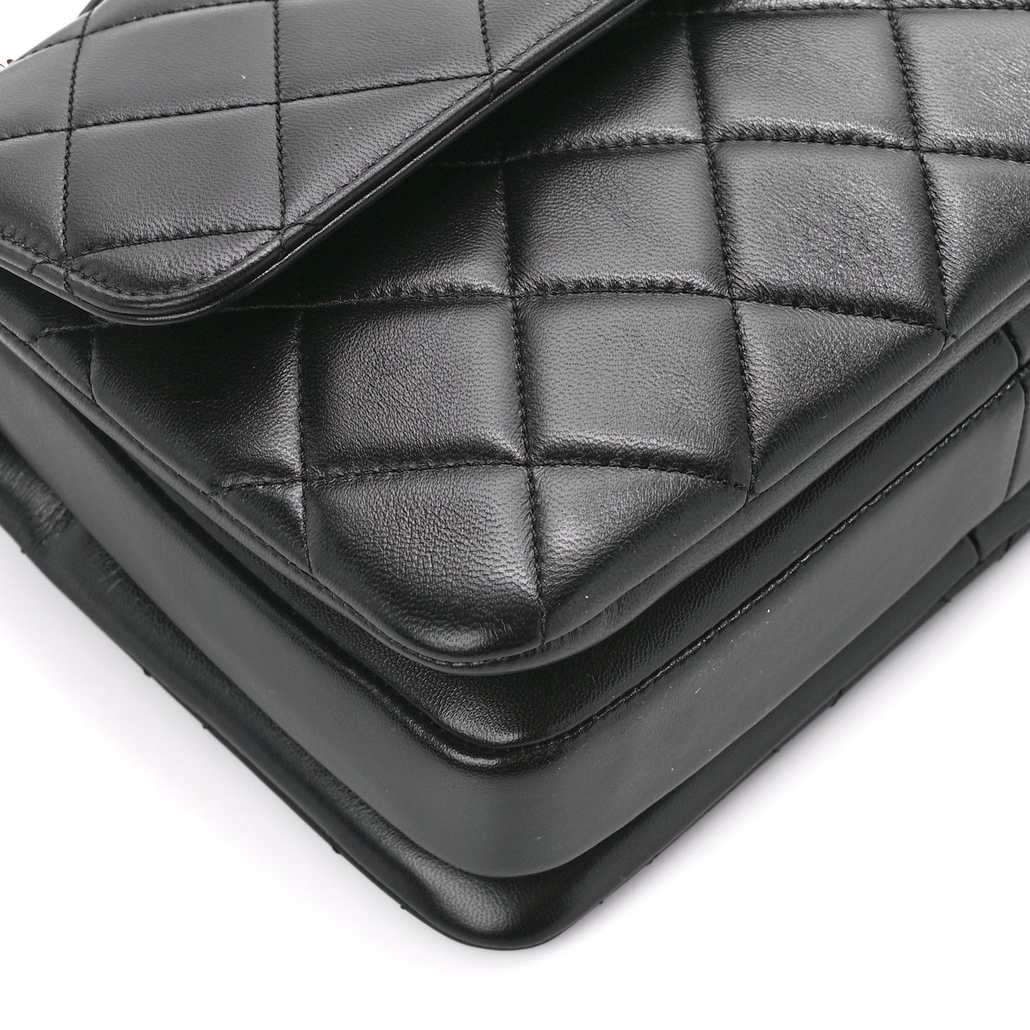 Lambskin Quilted Small Trendy CC Dual Handle Flap Bag Black