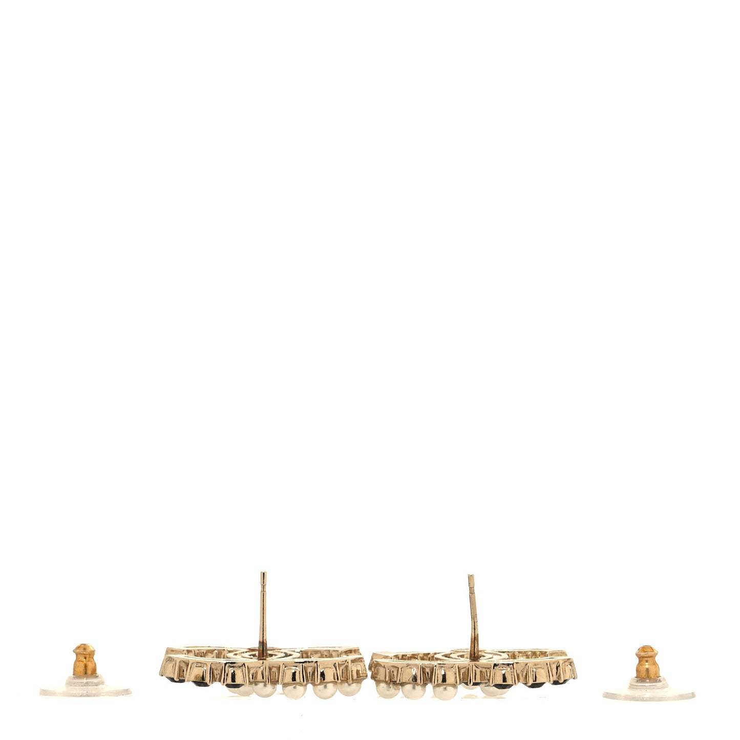 Crystal Pearl CC Dazzling Domino Earrings Gold Black