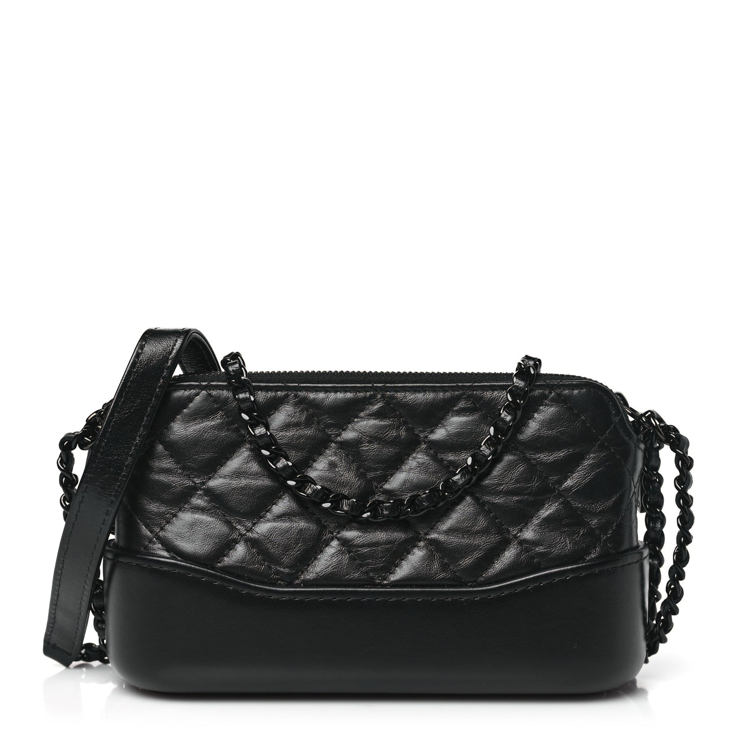 Aged Calfskin Quilted Small Gabrielle Clutch With Chain So Black