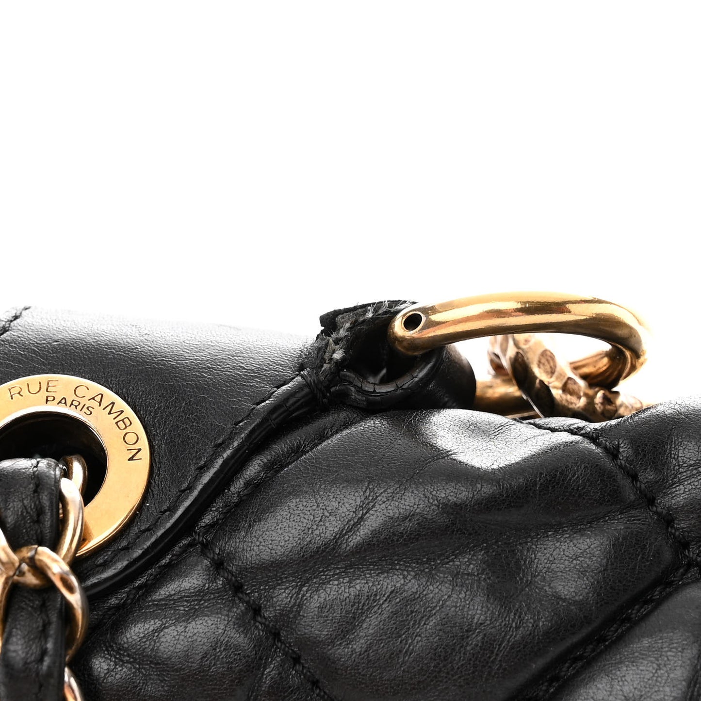 Aged Calfskin Quilted Medium Pondichery Flap Black