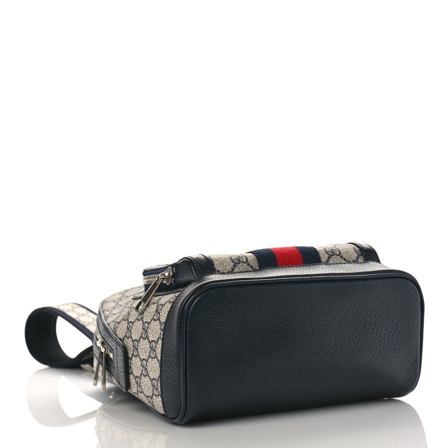GG Supreme Monogram Textured Dollar Calfskin Web Small Ophidia Day Backpack Beige Blue Black