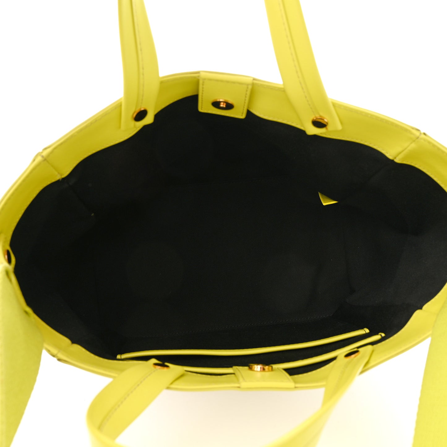 Canvas Calfskin Mini Logo Tote White Yellow