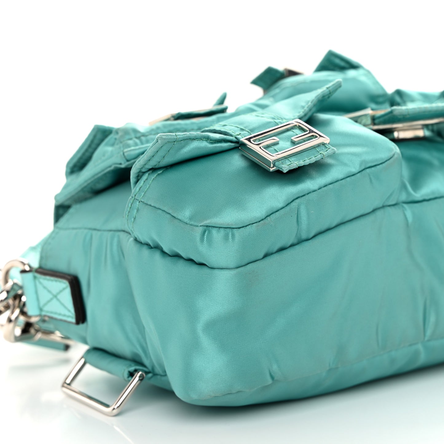 Econyl Cuoio Romano Multipocket Baguette Turquoise