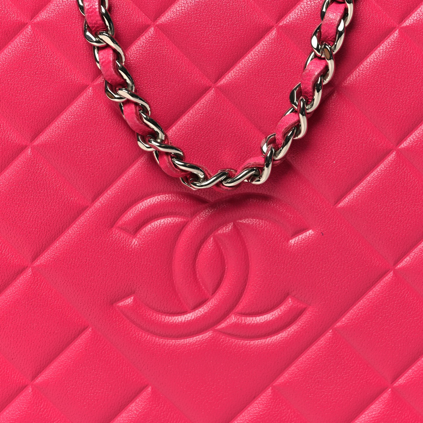Lambskin Quilted Diamond CC Wallet On Chain WOC Pink