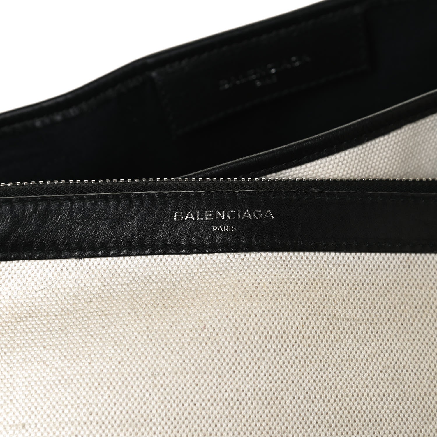 Balenciaga Cotton Canvas Satin Calfskin S Navy Cabas Natural Black 8 of 11