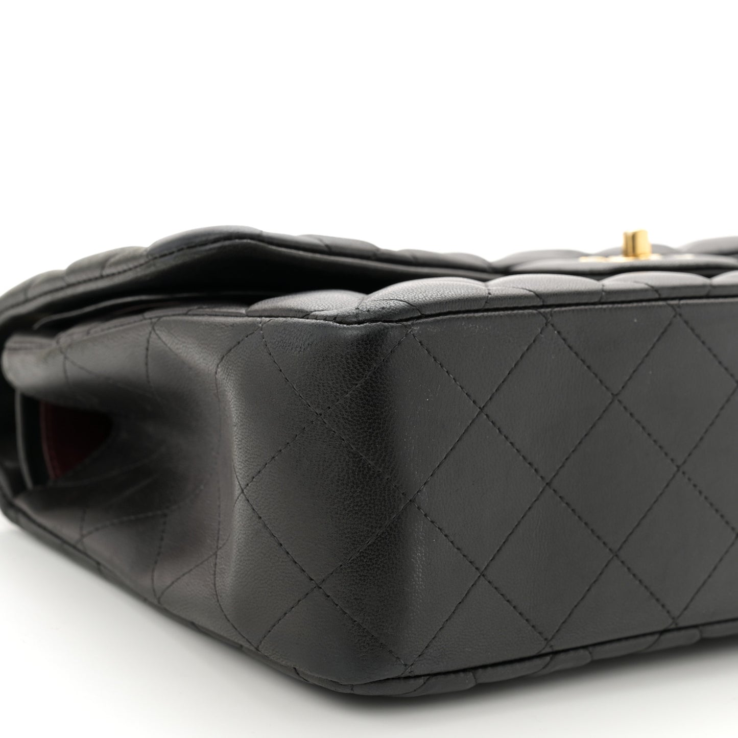 Lambskin Quilted Jumbo Double Flap Black