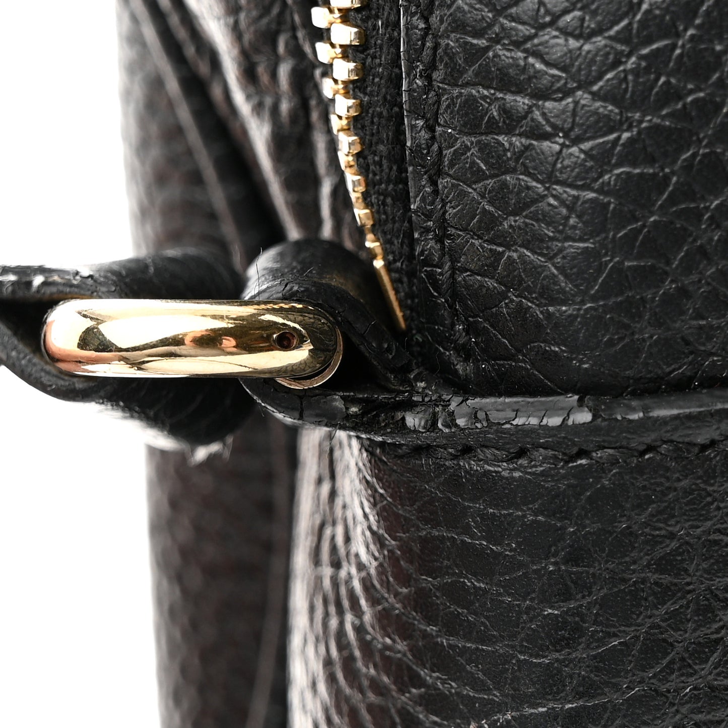 Pebbled Calfskin Small Soho Disco Bag Black