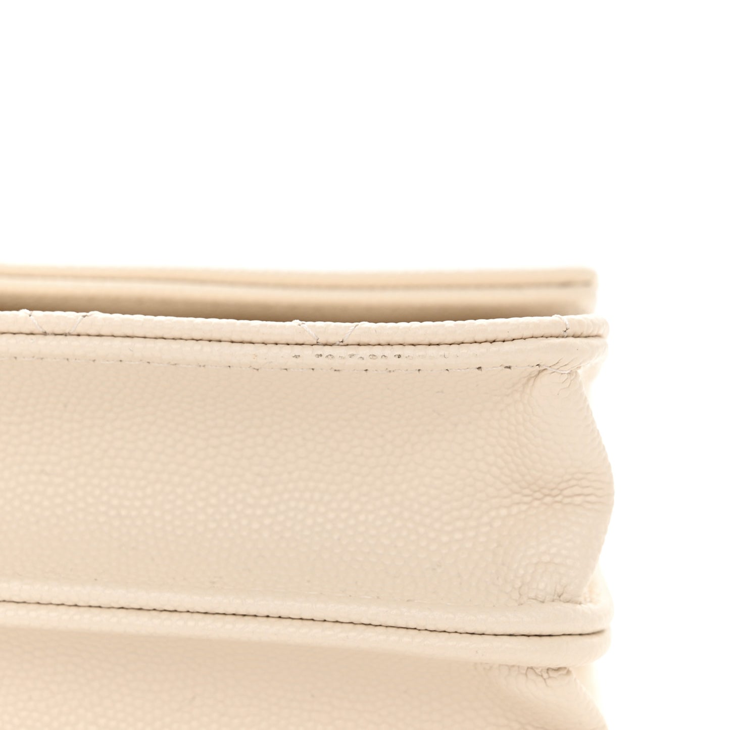 Caviar Quilted Trendy Handle Clutch With Chain Ecru
