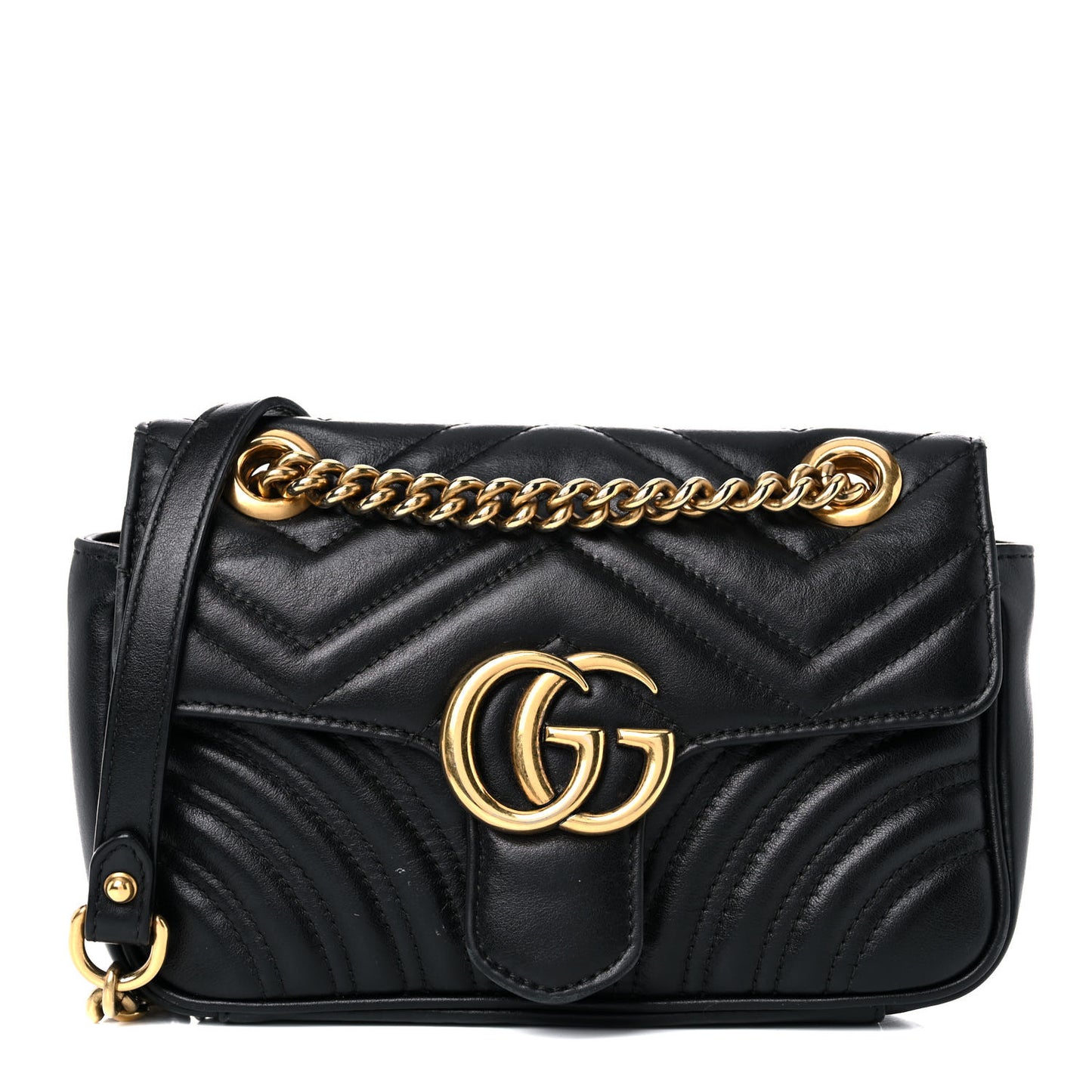 Calfskin Matelasse Mini GG Marmont Shoulder Bag Black