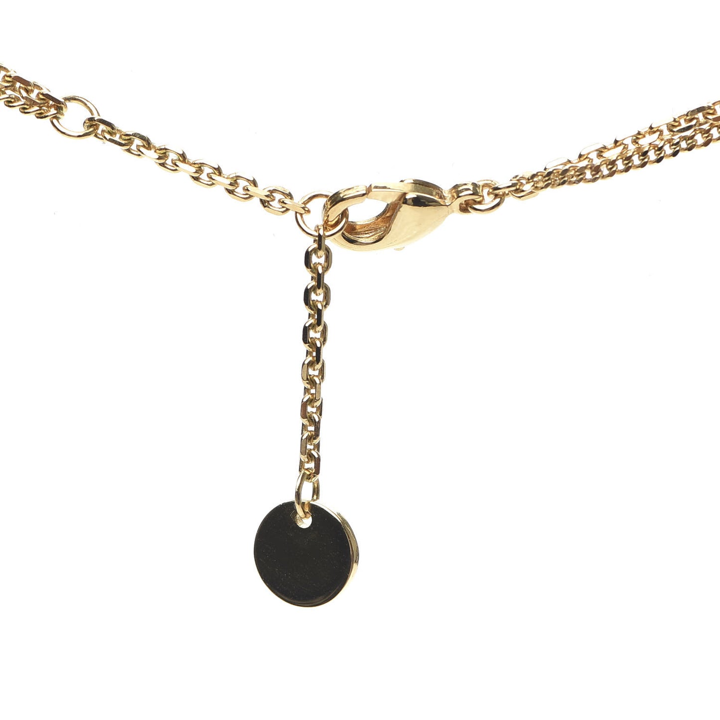 Metal Crystal Petit CD Double Necklace Gold