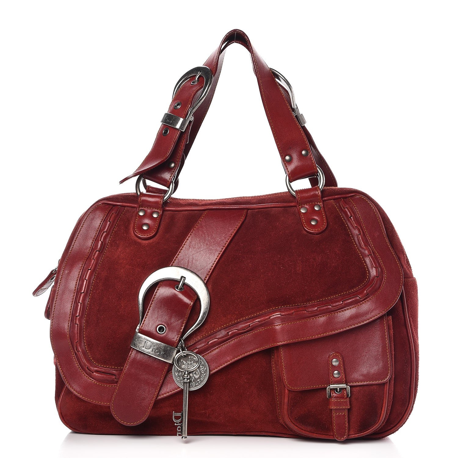 Christian Dior Suede Gaucho Saddle Bag Red 1 of 14