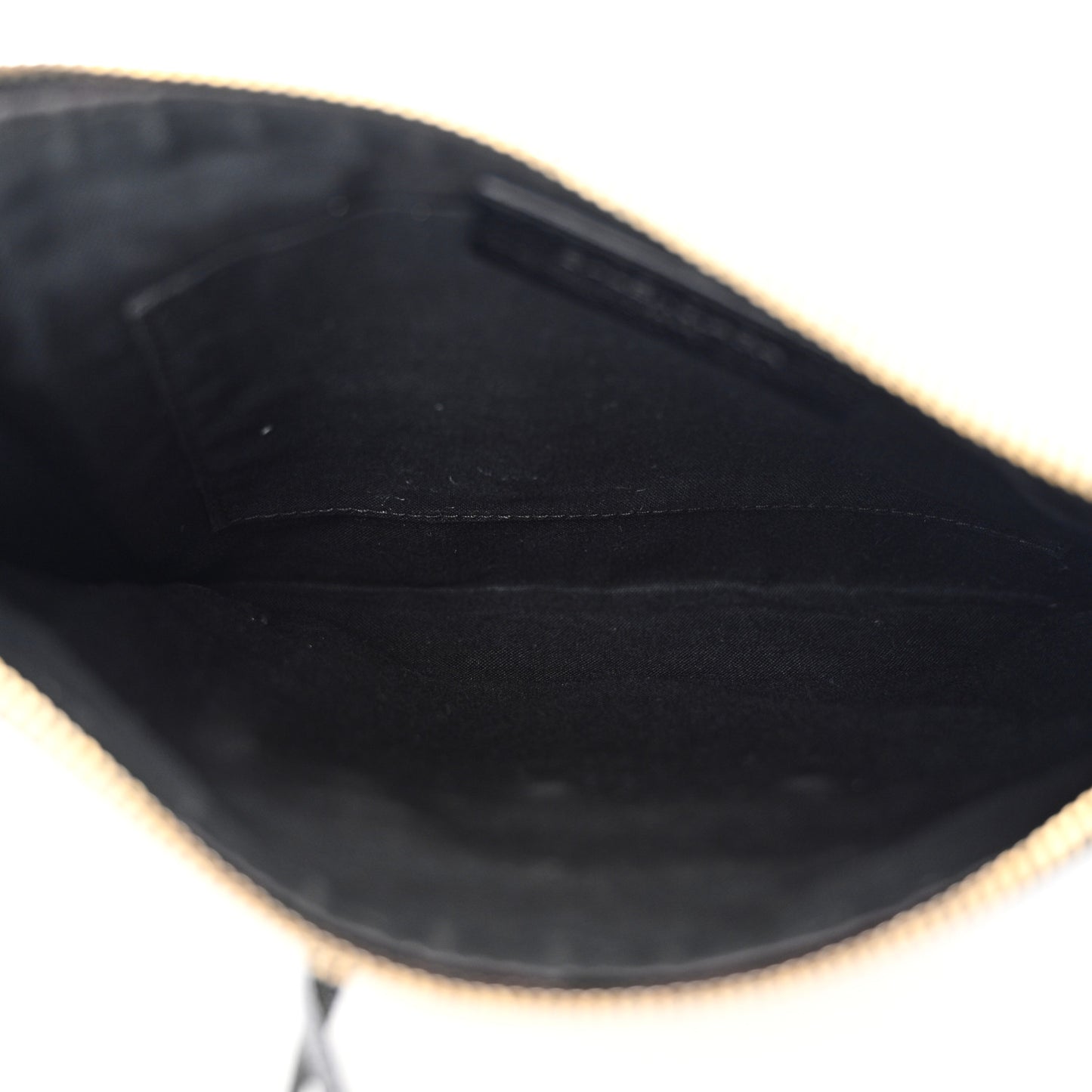 Chevre Gold Metallic Edge Hardware Pouch Black