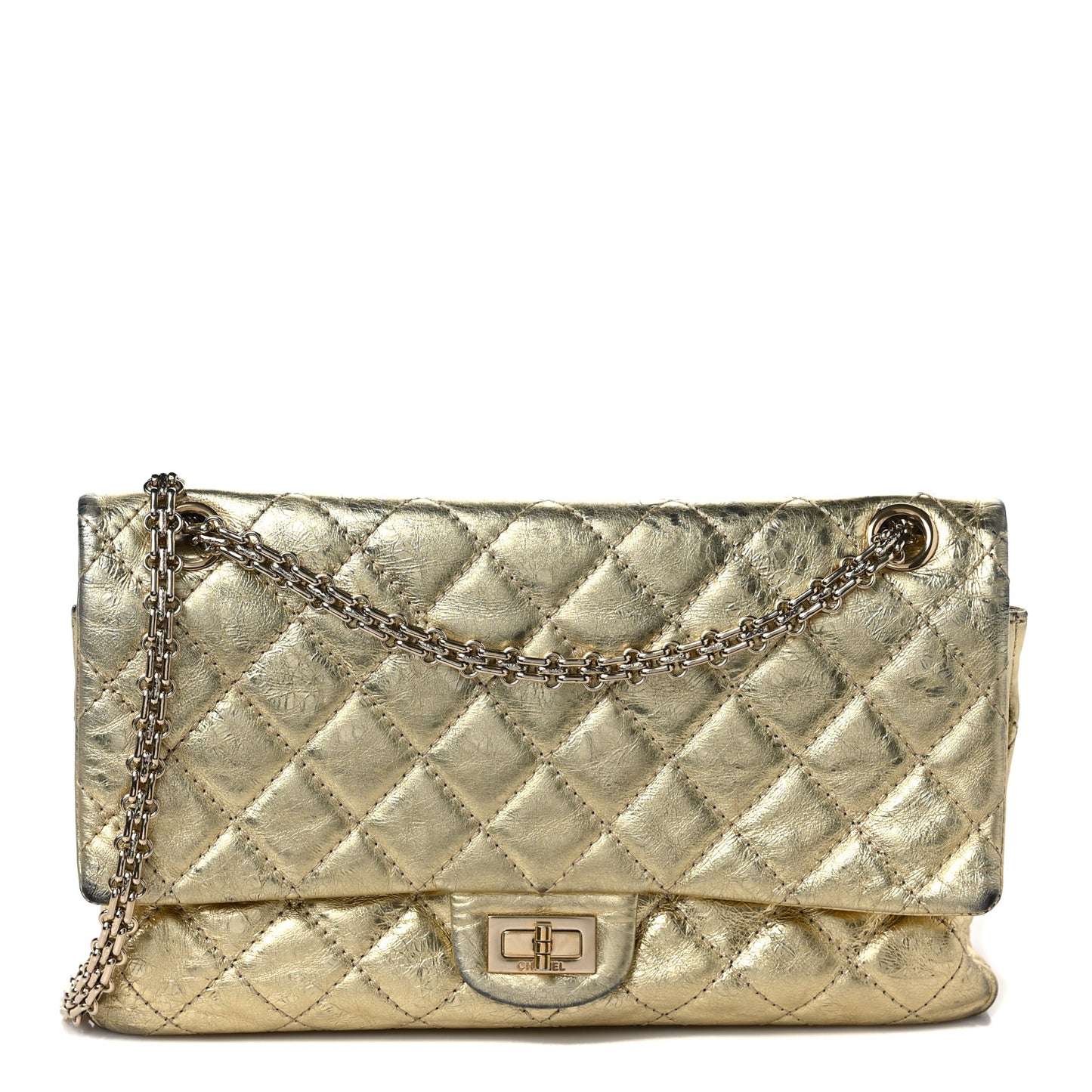 Metallic Aged Calfskin Quilted 2.55 Reissue 226 Flap Gold