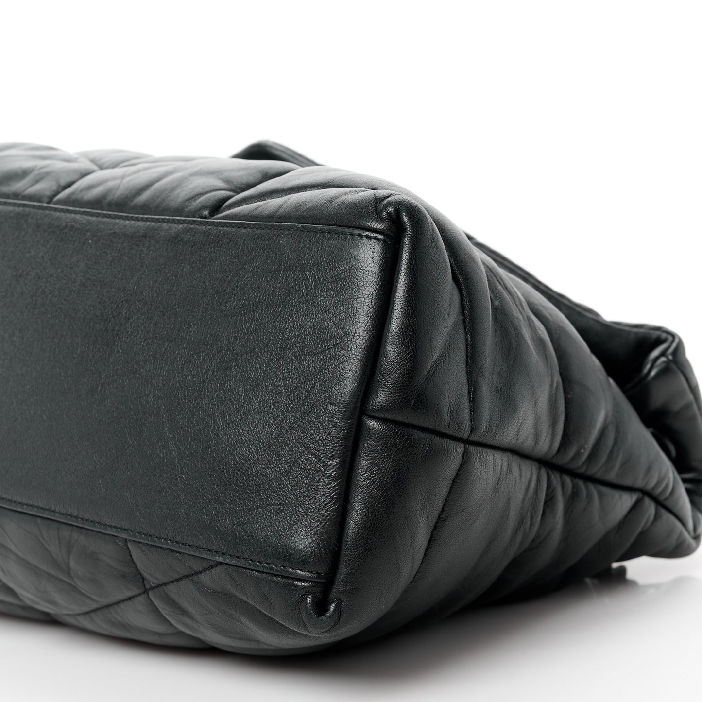 Lambskin Quilted Monogram Monochrome Medium Loulou Puffer Chain Satchel Black