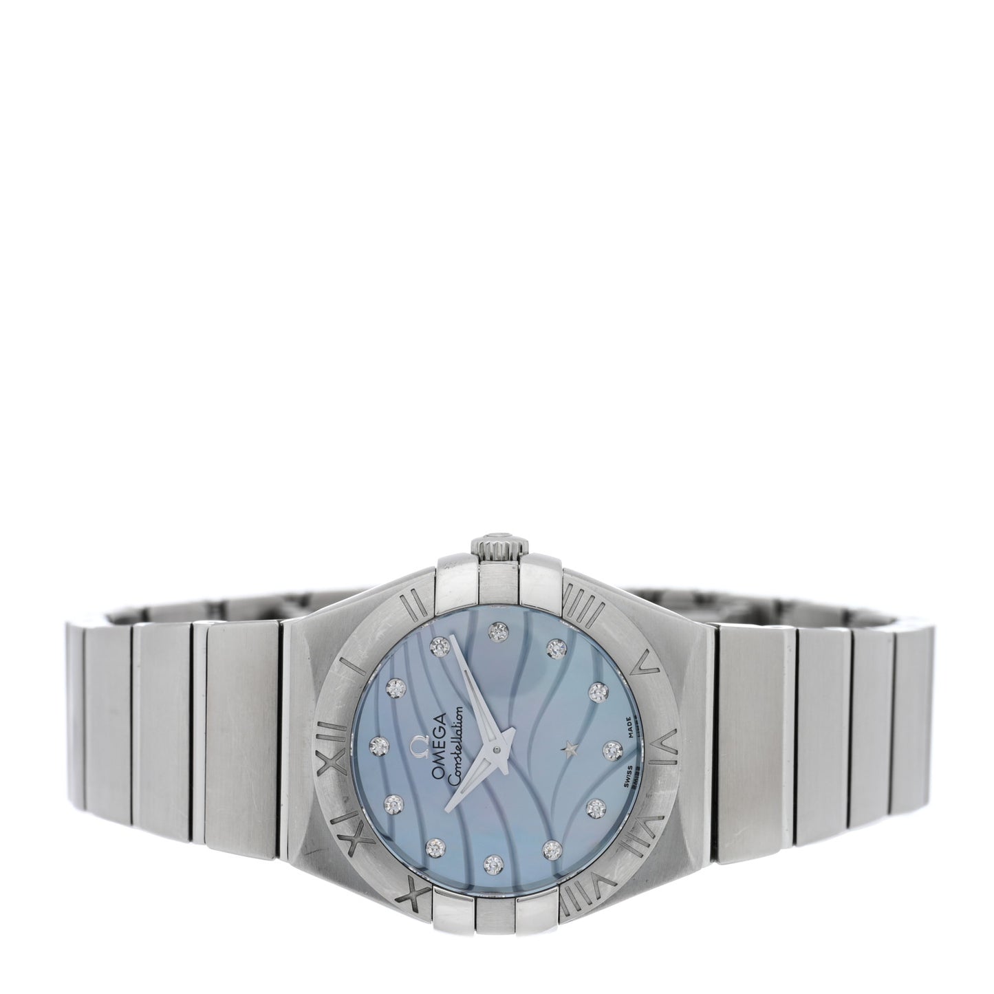 Stainless Steel Diamond Blue Mother of Pearl 27mm Constellation Quartz Watch 123.10.27.60.57.001