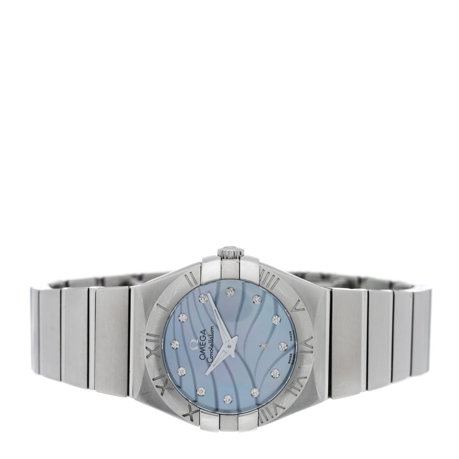 Omega Stainless Steel Diamond Blue Mother of Pearl 27mm Constellation Quartz Watch 123.10.27.60.57.001 2 of 5