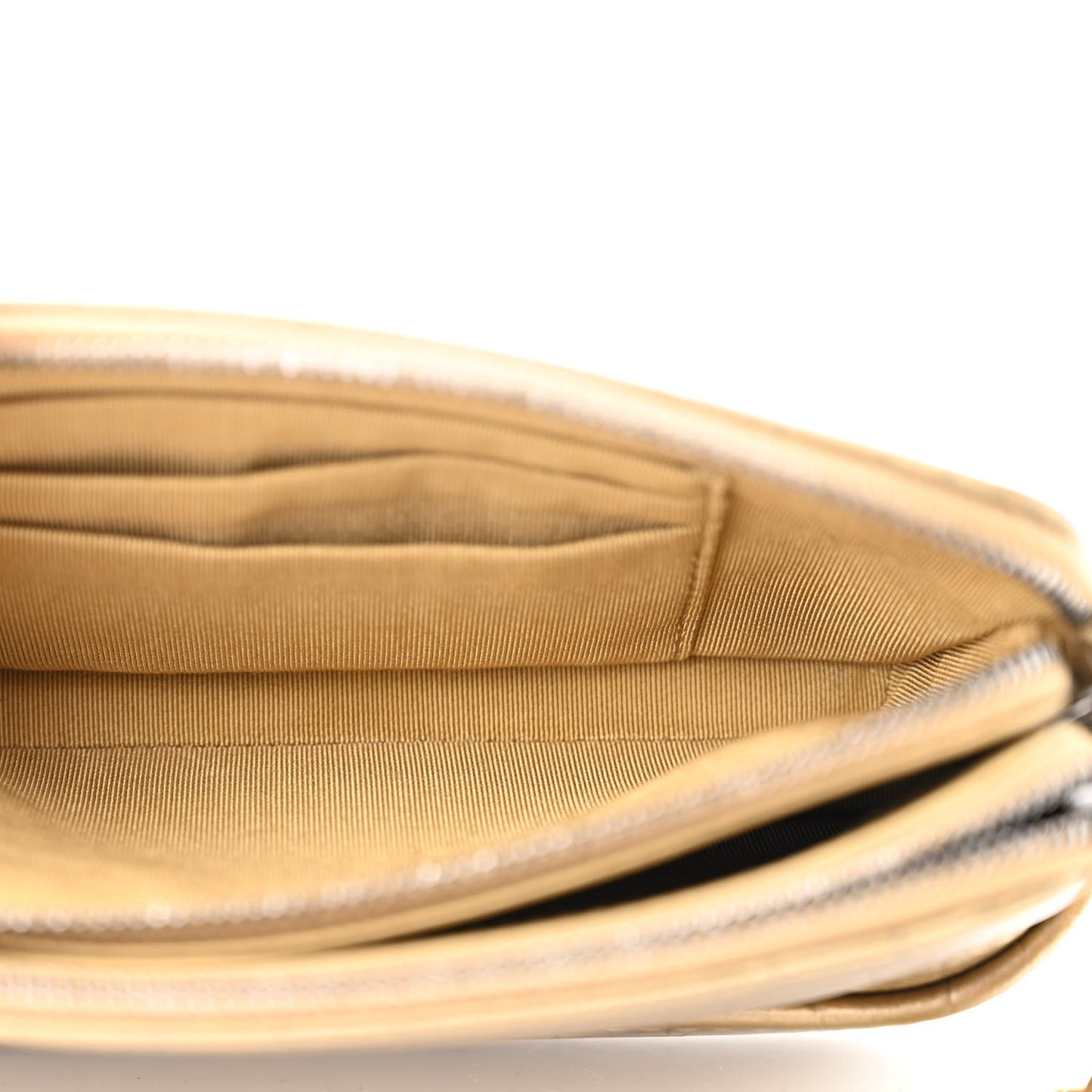 Metallic Calfskin Crocodile Embossed Small Gabrielle Clutch With Chain Gold