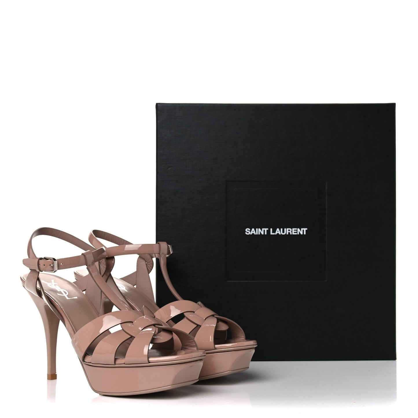 Patent Tribute 105 Platform Sandals 40 Nude Powder