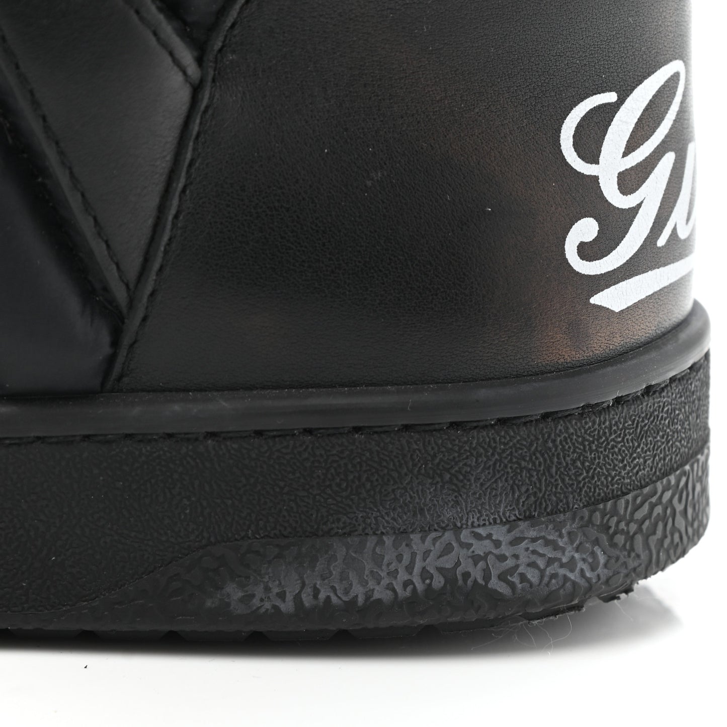 Nylon Calfskin Mens High Top Sneakers 8.5 Black