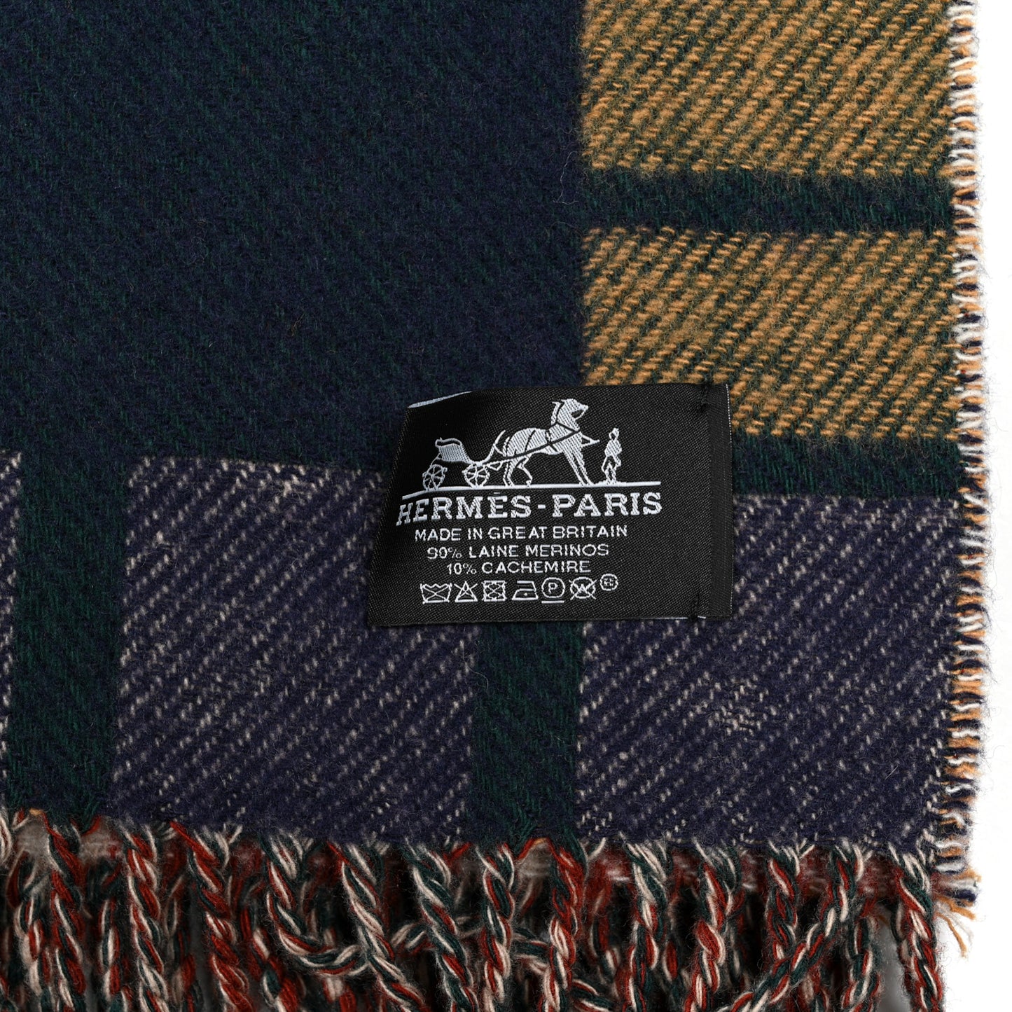 Wool Cashmere Patchwork Saddle Blanket Cannelle Grenat