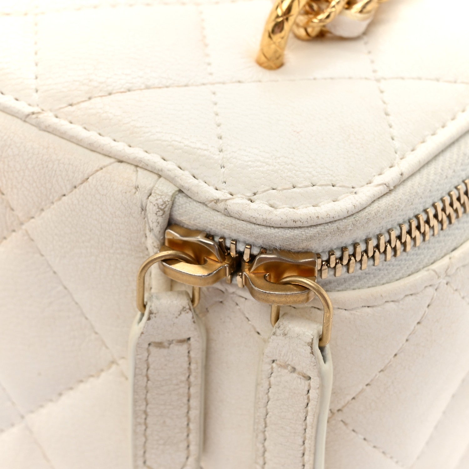 Chanel Lambskin Quilted Small CC Dynasty Vanity Case With Chain White 18 of 19