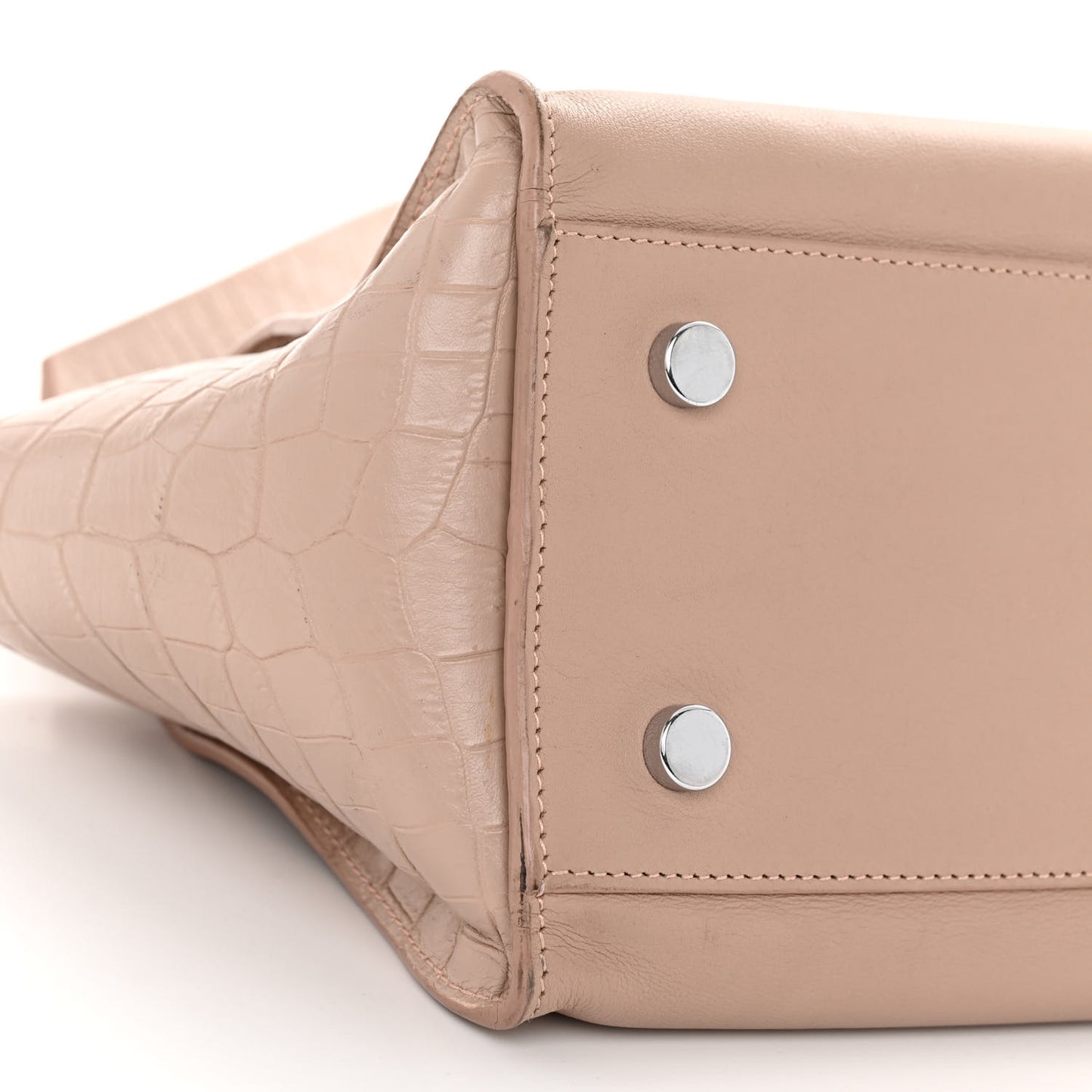 Calfskin Crocodile Embossed Baby Monogram Downtown Cabas Dark Beige