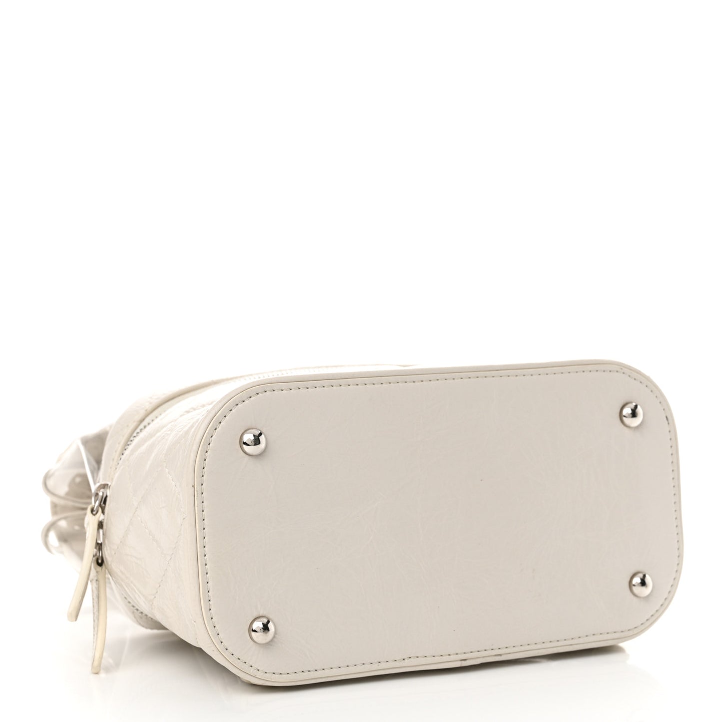 Crumpled Calfskin PVC Quilted Backpack White
