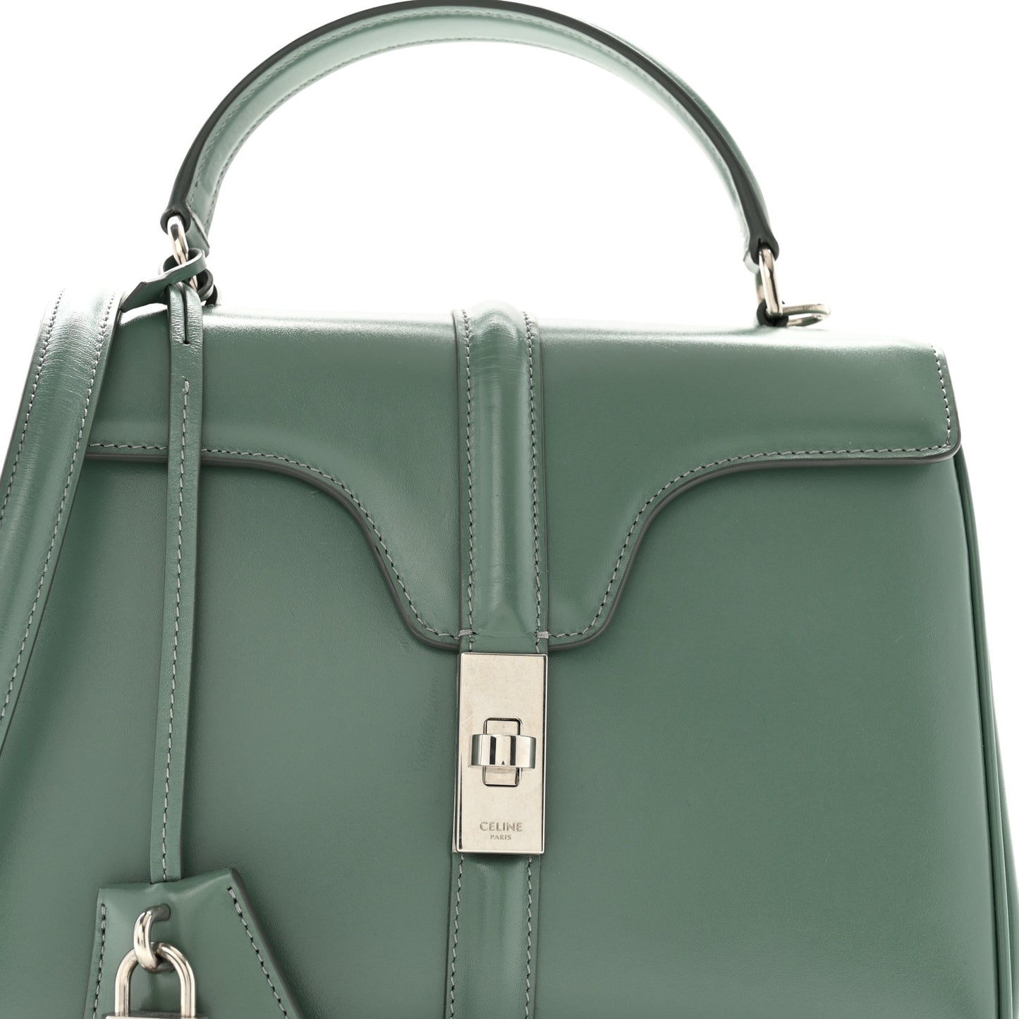 Satinated Calfskin Small 16 Top Handle Bag Celadon