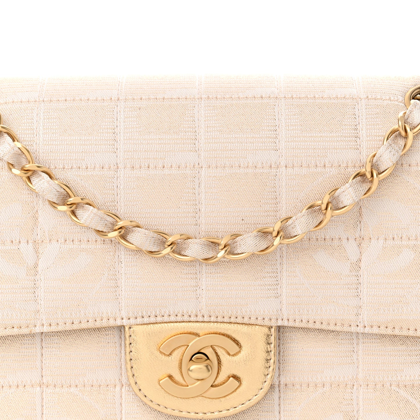 Metallic Nylon Medium Travel Flap Light Gold