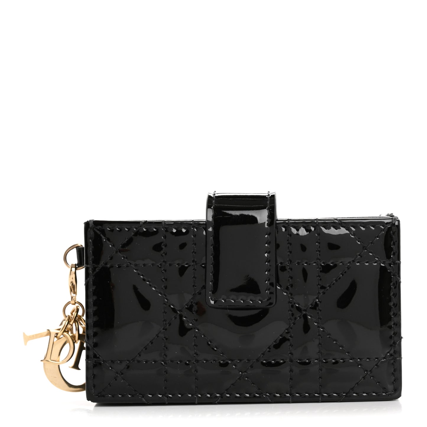 Patent Cannage Lady Dior 5-Gusset Card Holder Black