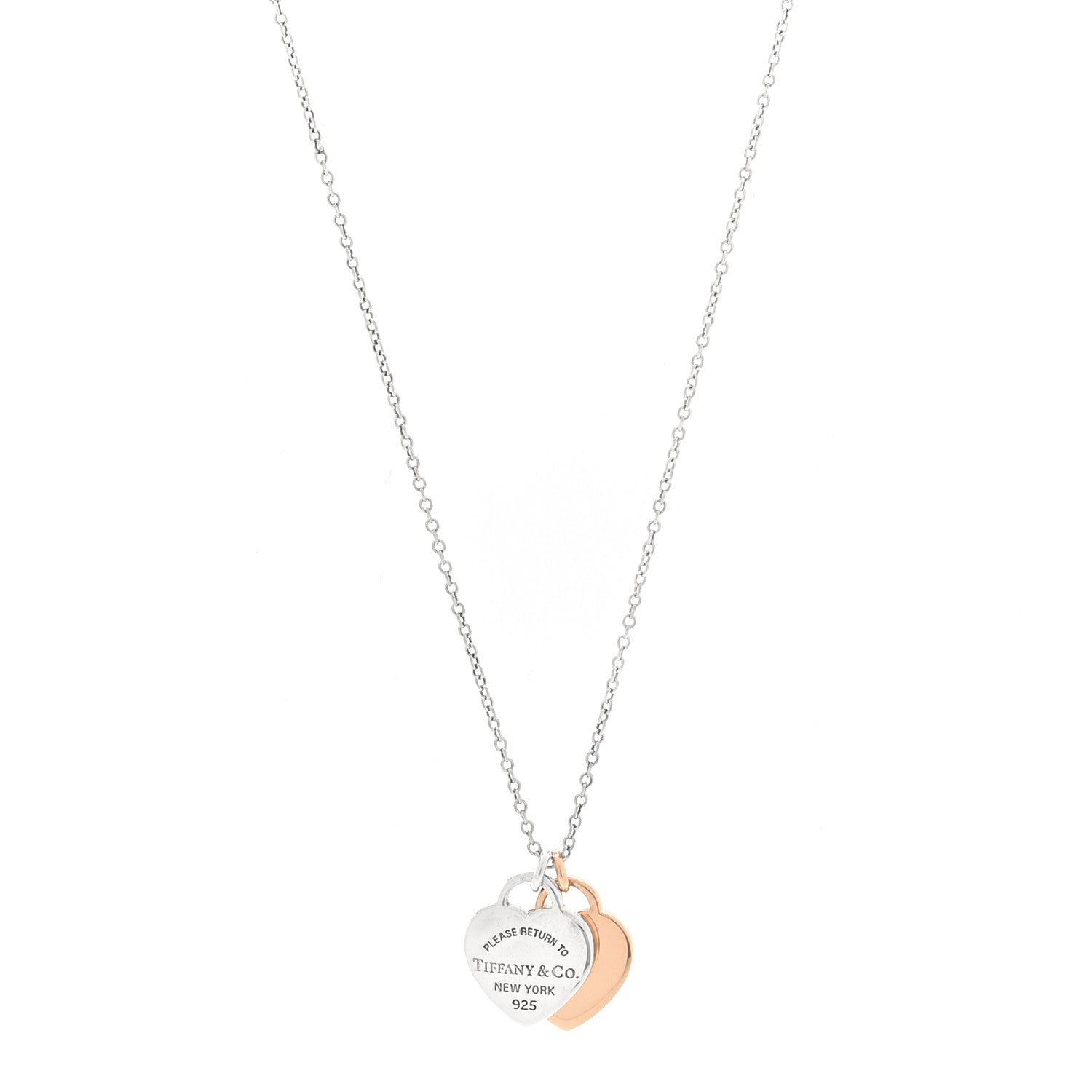 Tiffany Sterling Silver Rubedo Mini Return to Tiffany Double Heart