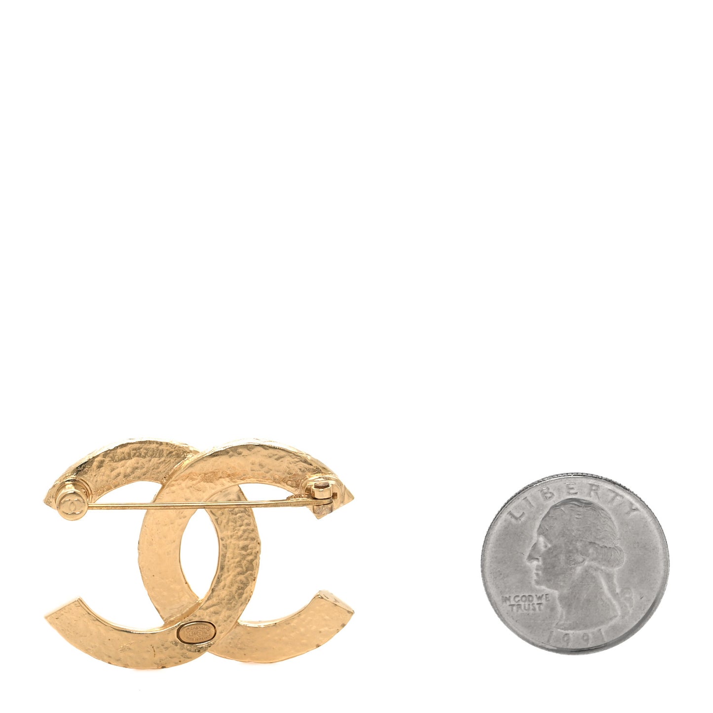 Metal CC Quilted Brooch Light Gold