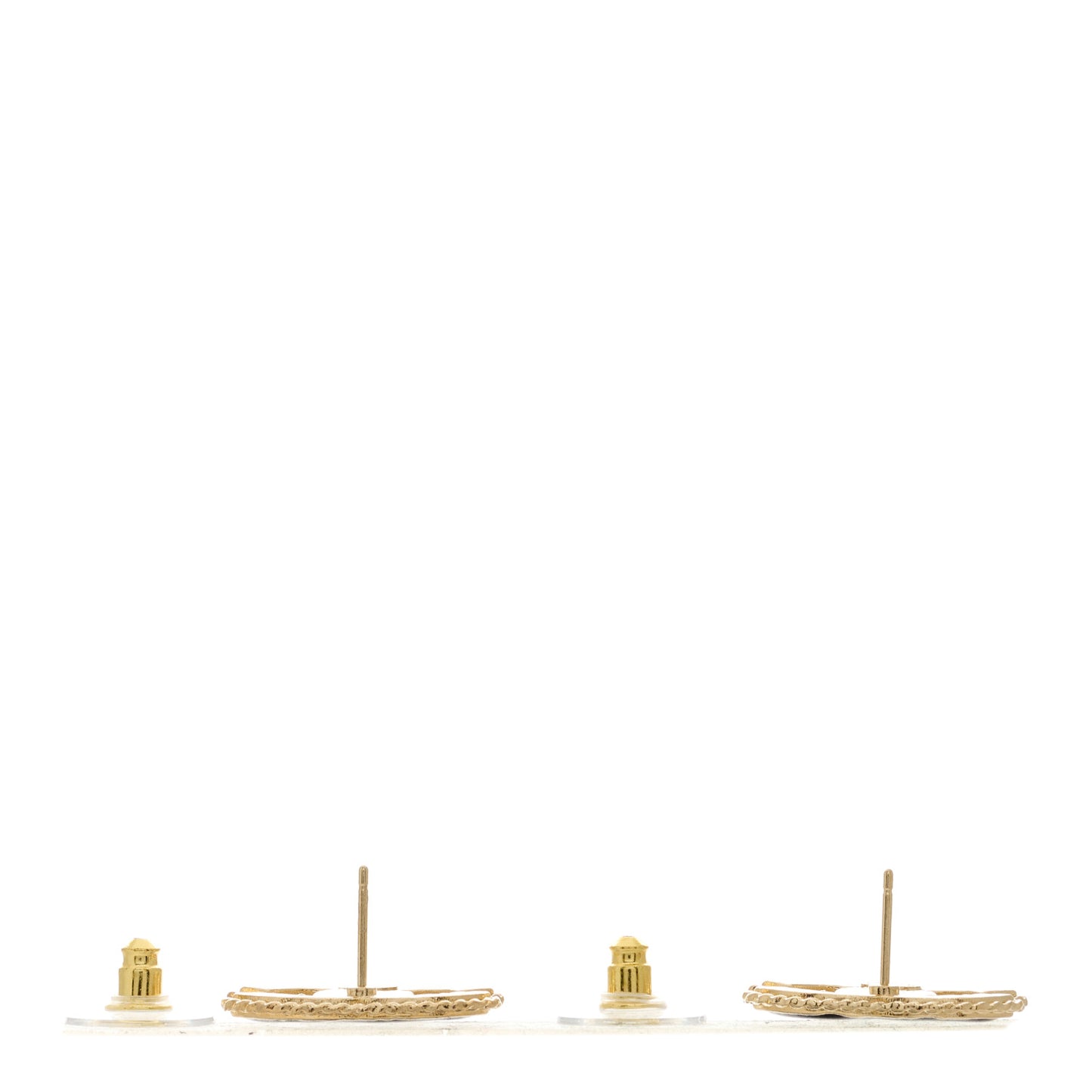 Enamel Metal Rope CC Earrings Black Gold