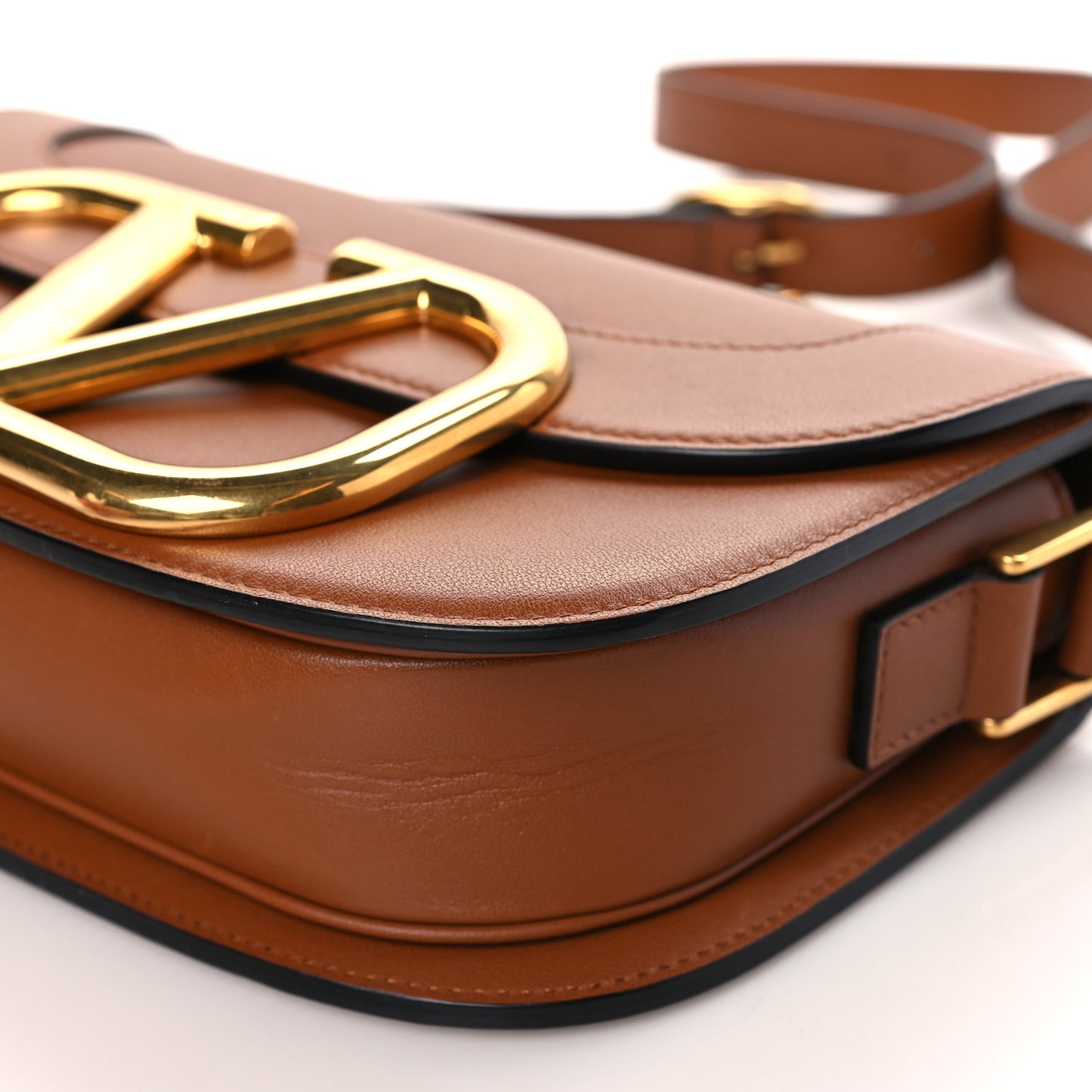 Smooth Calfskin Supervee Shoulder Bag Saddle Brown