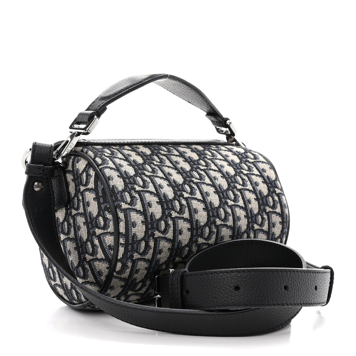 Oblique Mini Roller Saddle Bag With Strap Beige Black