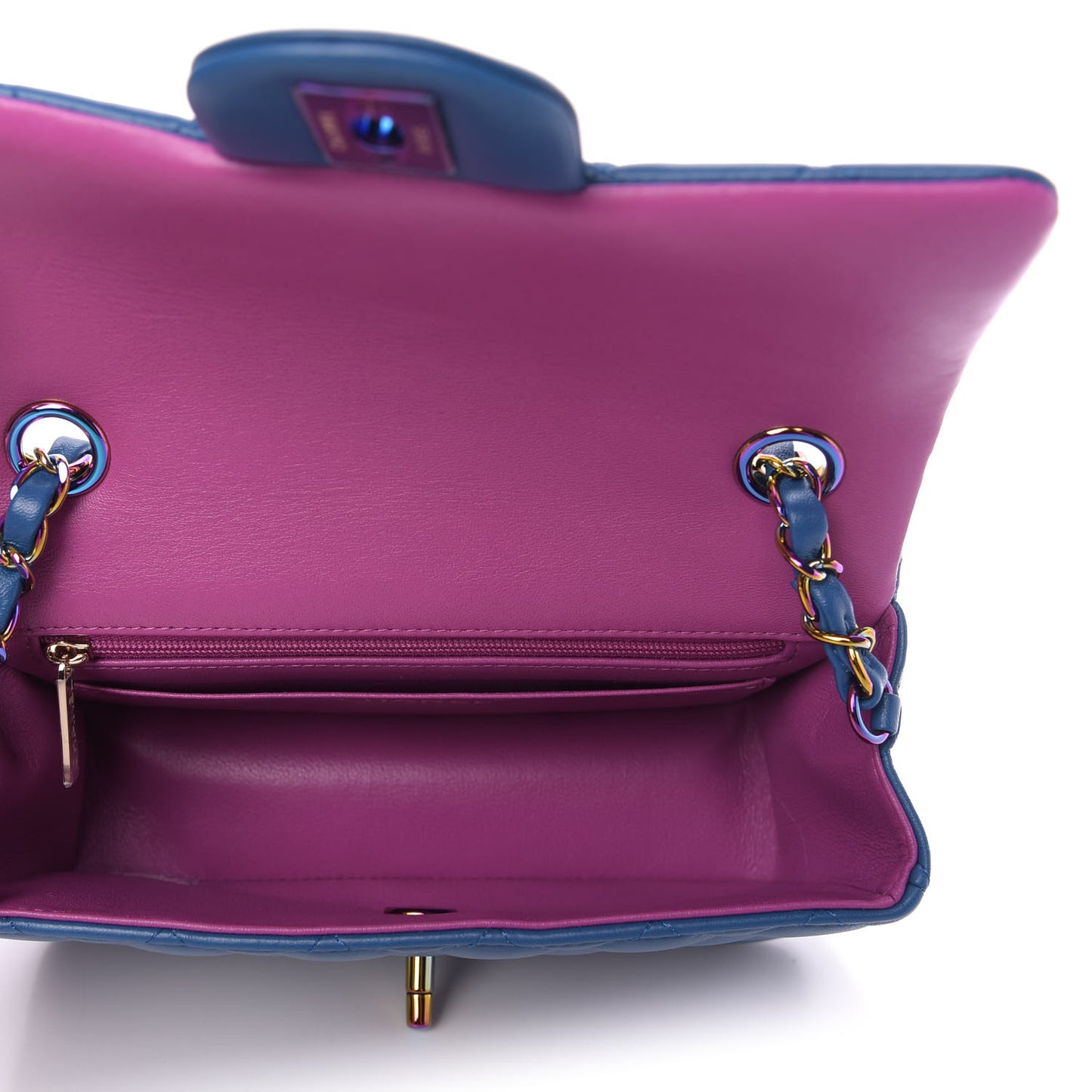 Lambskin Quilted Mini Rectangular Flap Blue Purple