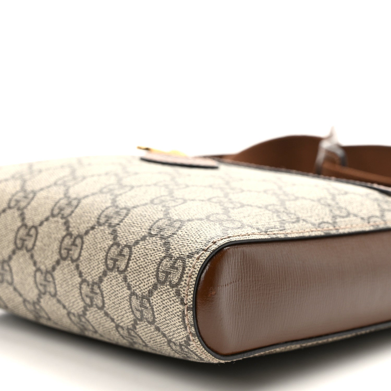 Gucci GG Supreme Monogram Azalea Calfskin Retro Interlocking G Flat Messenger Bag Beige Ebony Brown Sugar 9 of 9