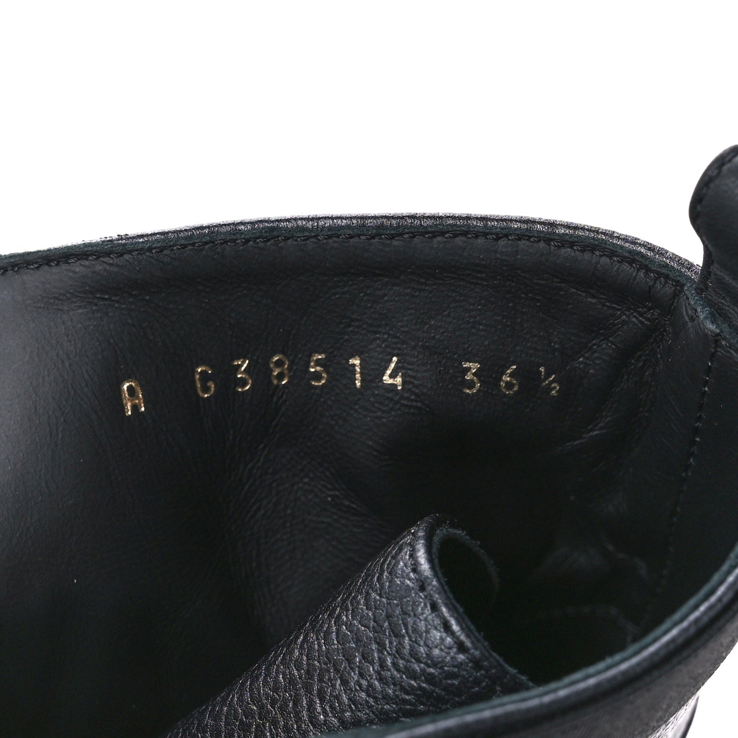 Pearly Calfskin Patent Calfskin Lace Up Combat Boots 36.5 Black