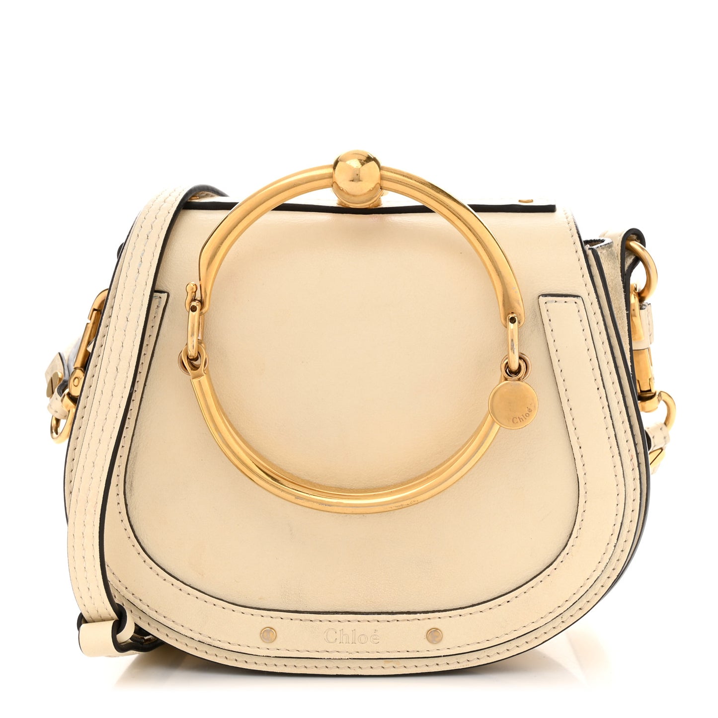 Calfskin Suede Small Nile Bracelet Bag Off White