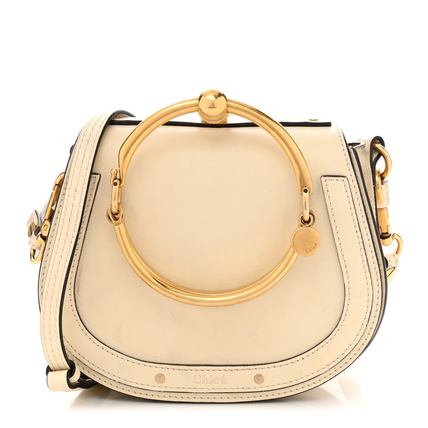 Chloe Calfskin Suede Small Nile Bracelet Bag Off White 1 of 15