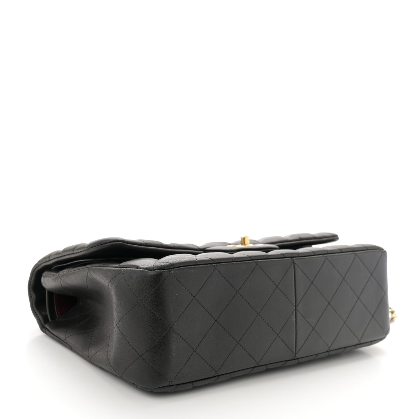 Lambskin Quilted Jumbo Double Flap Black