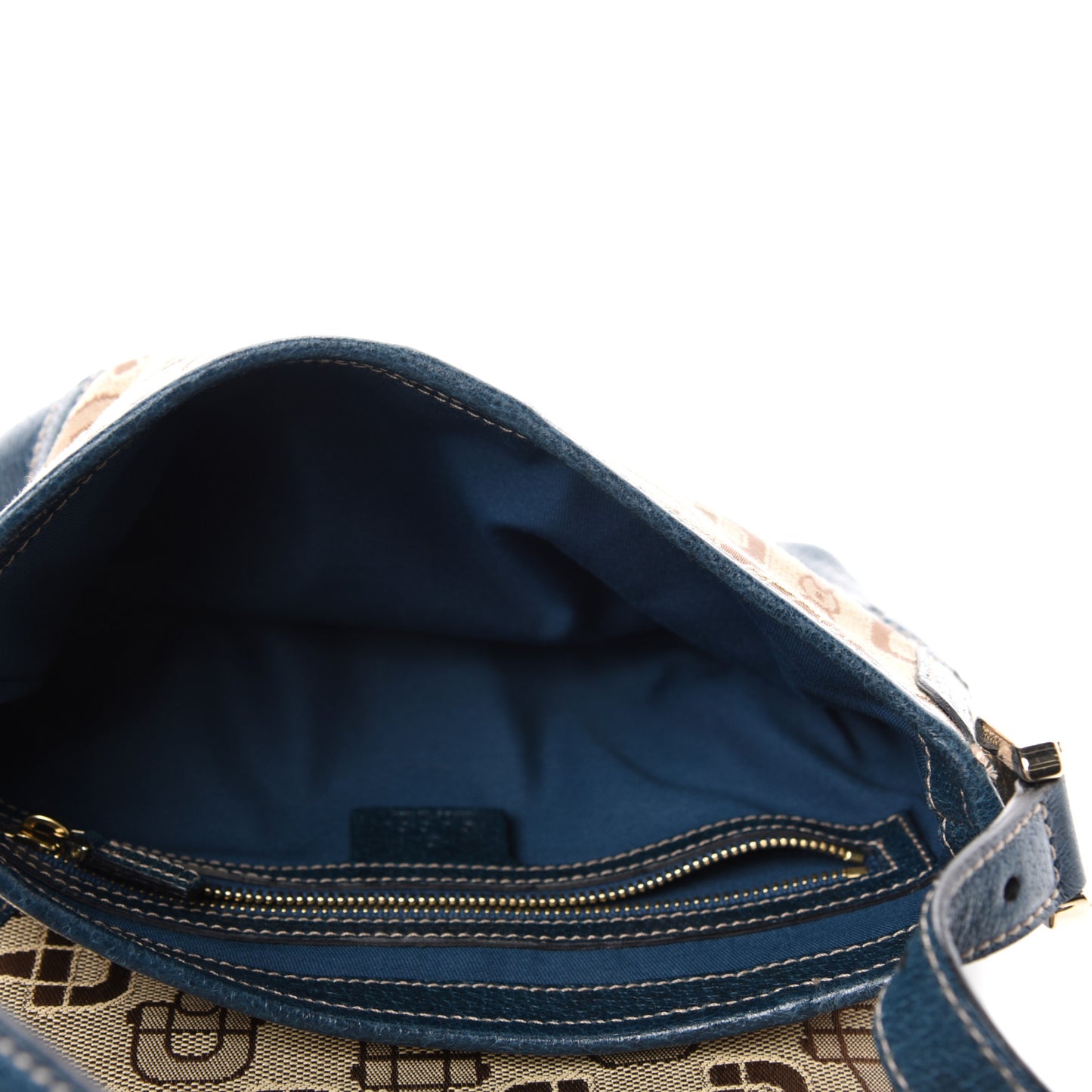 Canvas Horsebit Shoulder Bag Blue