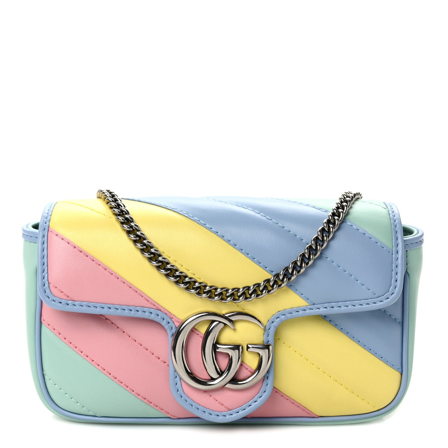 Calfskin Matelasse Diagonal Super Mini GG Marmont Shoulder Bag Multicolor Pastel