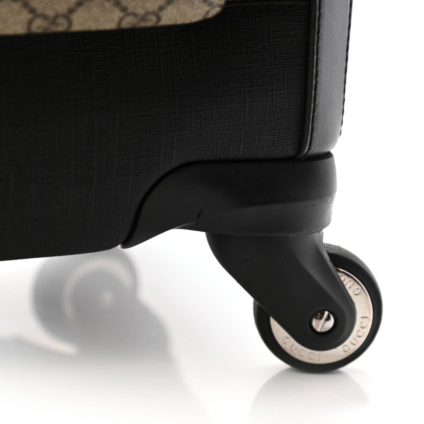 GG Supreme Monogram Four Wheel Suitcase Black
