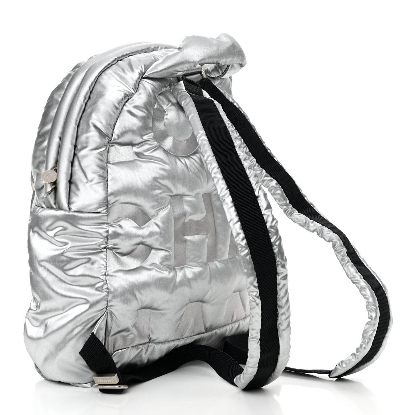 Nylon Embossed Doudoune Backpack Silver