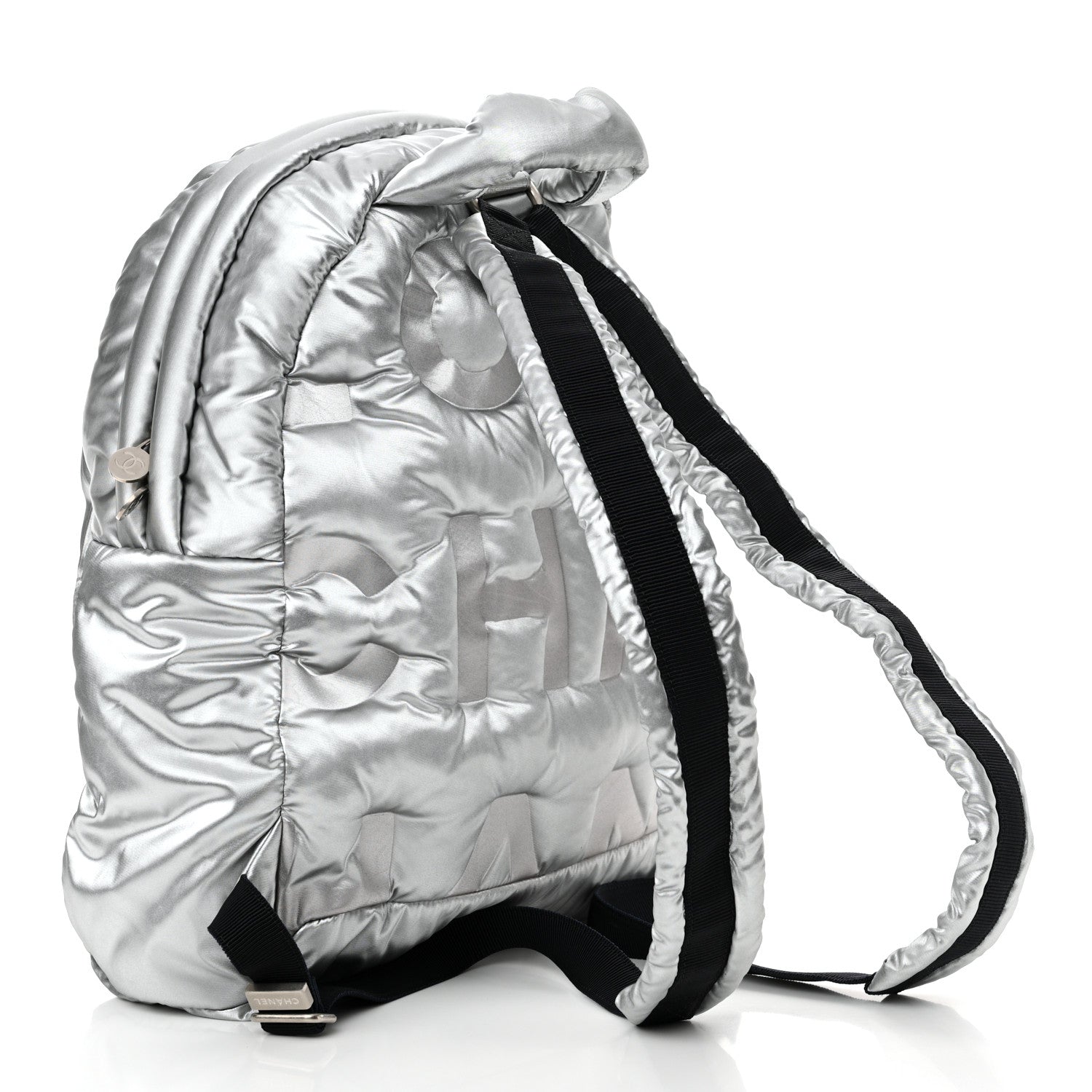 Chanel Nylon Embossed Doudoune Backpack Silver 3 of 11
